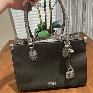 GUESS Gray Monogram Tote Bag